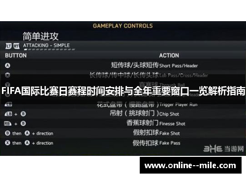 FIFA国际比赛日赛程时间安排与全年重要窗口一览解析指南